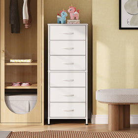 WLIVE White Tall Dresser 6-Drawers close-up of smooth slides for easy daily use