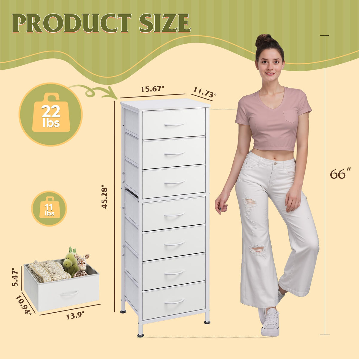 WLIVE White Tall Dresser anti-tilt device enhancing wall safety