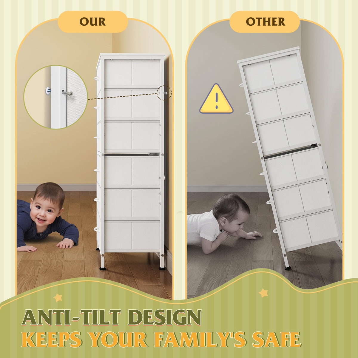WLIVE White Tall Dresser layout in a bedroom for space-saving storage