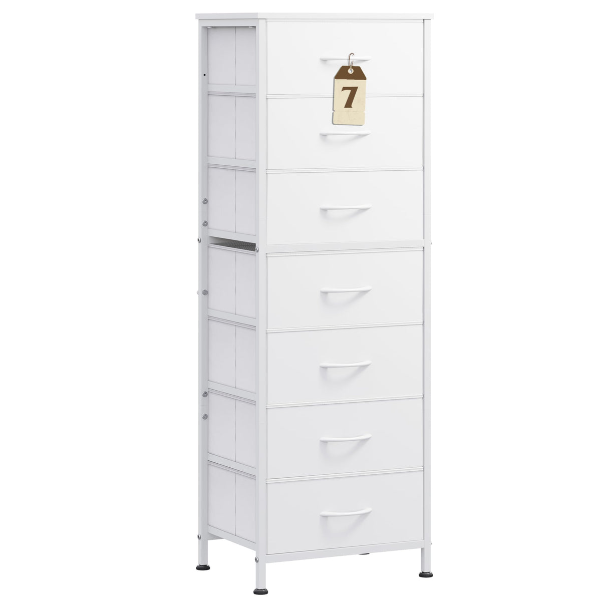 WLIVE White Tall Dresser front view showing seven drawers for organized storage