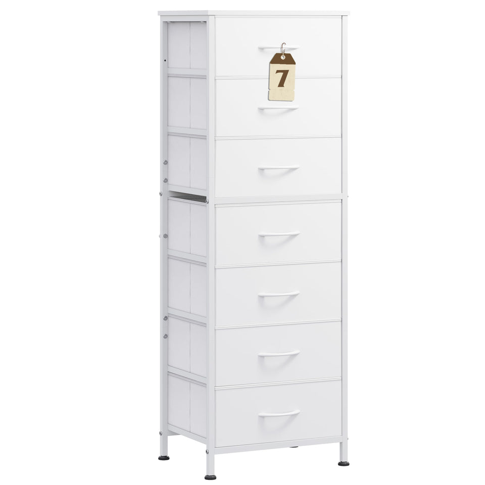 WLIVE White Tall Dresser front view showing seven drawers for organized storage