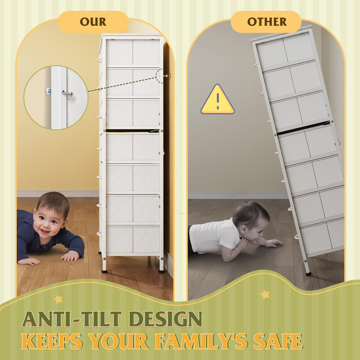 WLIVE White Tall Dresser in room setup for bedrooms and living areas