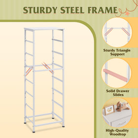 WLIVE White Tall Dresser smooth slide tracks and curved handles