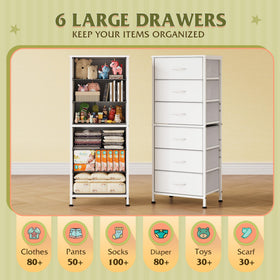 WLIVE White Tall Dresser wood top used as a display area for decor