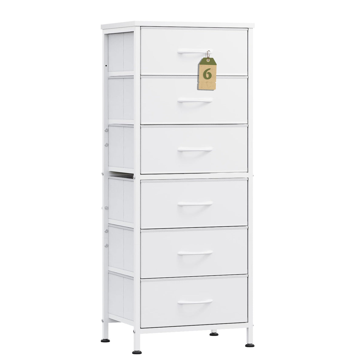 WLIVE White Tall Dresser with Wood Top front view showing compact storage