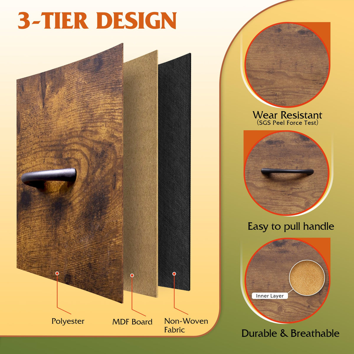WLIVE wood-top surface provides a stable display area for lamp or decor