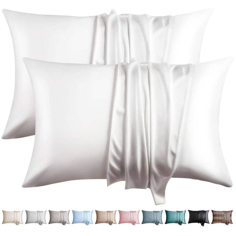 WLOSJ silk pillowcase grade 6A in queen size on bed smooth for hair