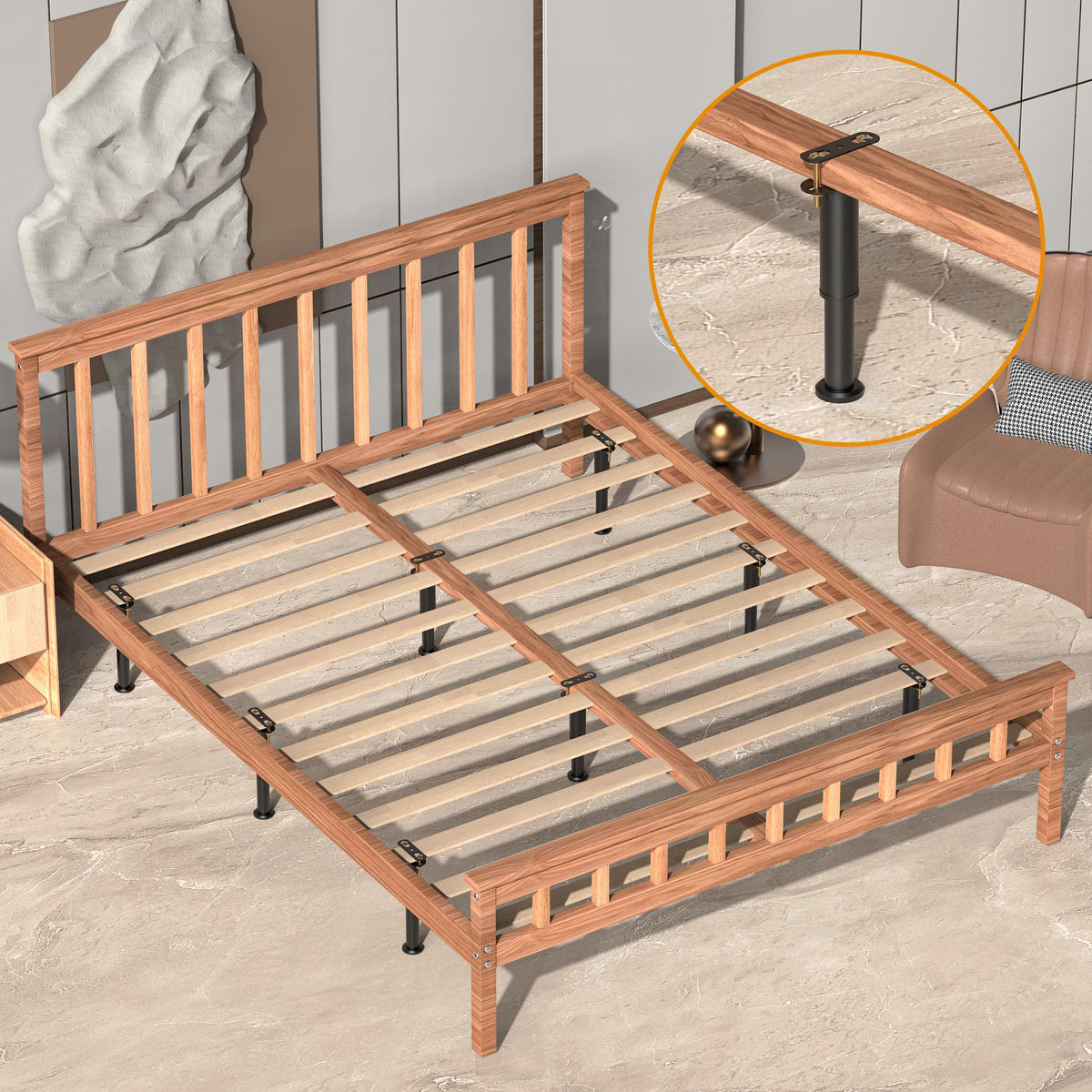Wlrrcwdttc durable steel construction supports bed frames and slats securely