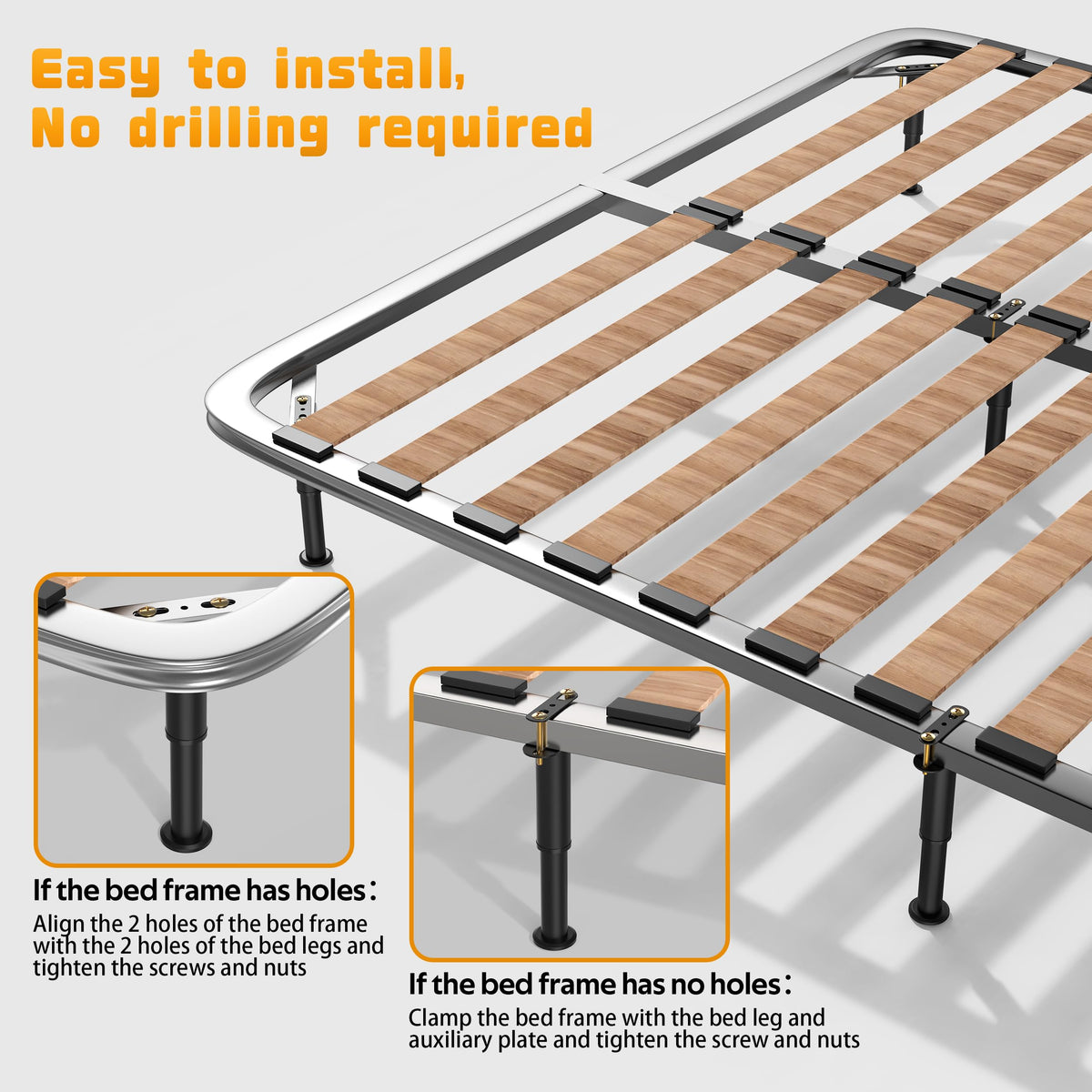 Wlrrcwdttc easy-installation bed leg kit with screws and mounting plates