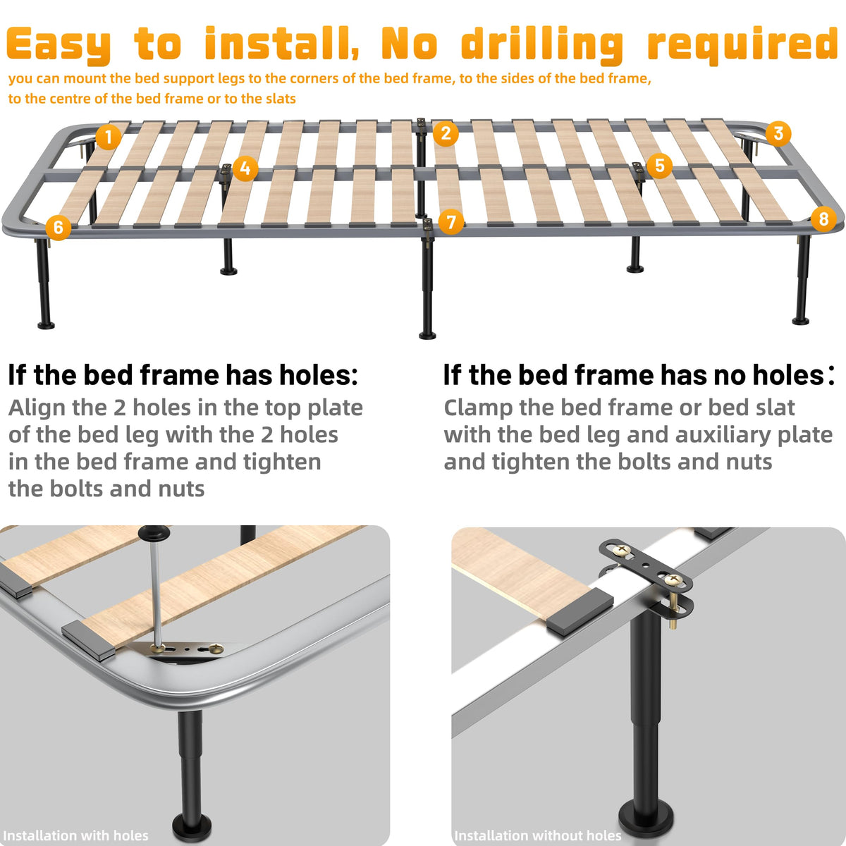 Wlrrcwdttc metal bed legs crafted from steel for durable, rust-resistant support.