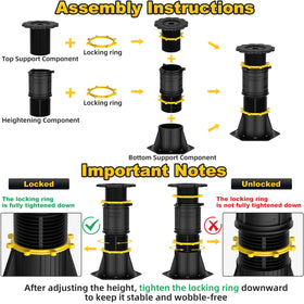 Wlrrcwdttc thick-diameter legs offer high load capacity with locking ring for stability.