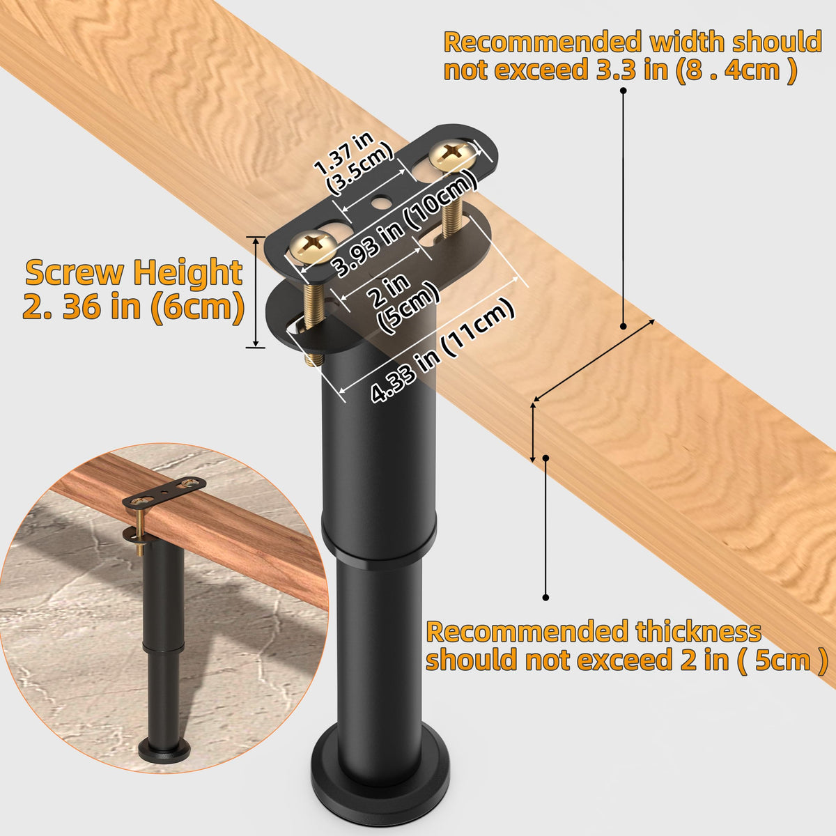 Wlrrcwdttc wide base with rubber pads protects floors and reduces slipping