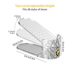 WMBOOX shoe slots organizer demonstrates adjustable slot height for flats, sneakers, or boots