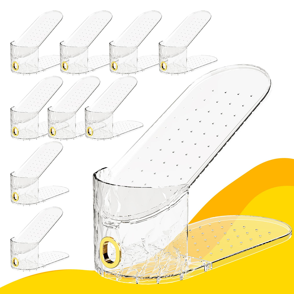 WMBOOX shoe slots organizer with two-layer stack maximizes closet space for sneakers and heels