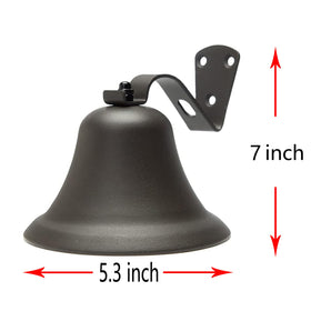 WMM black dinner bell wall mount with rope included for versatile hanging