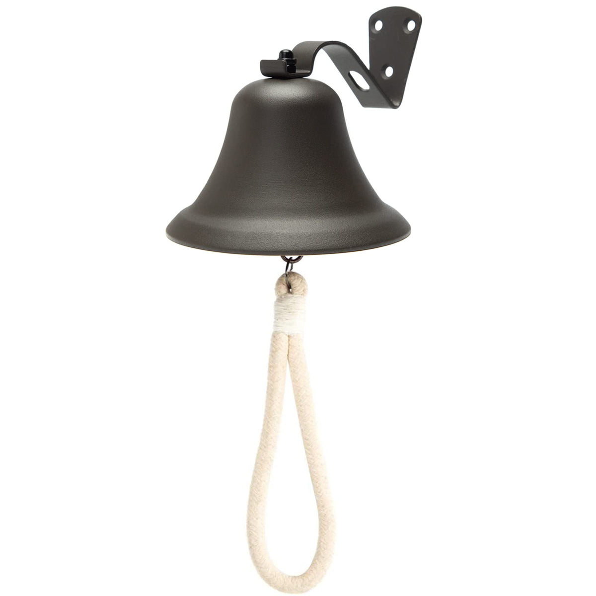 WMM black hanging dinner bell with outdoor mount shown in a nautical setting