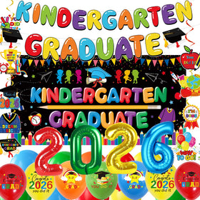 WMQWLGOF kindergarten grad banner enhances classroom graduation decor with bold colors.