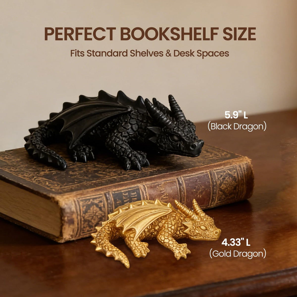 Detailed gold dragon close-up highlights premium craftsmanship and metallic sheen.