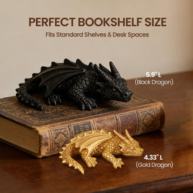 Detailed gold dragon close-up highlights premium craftsmanship and metallic sheen.
