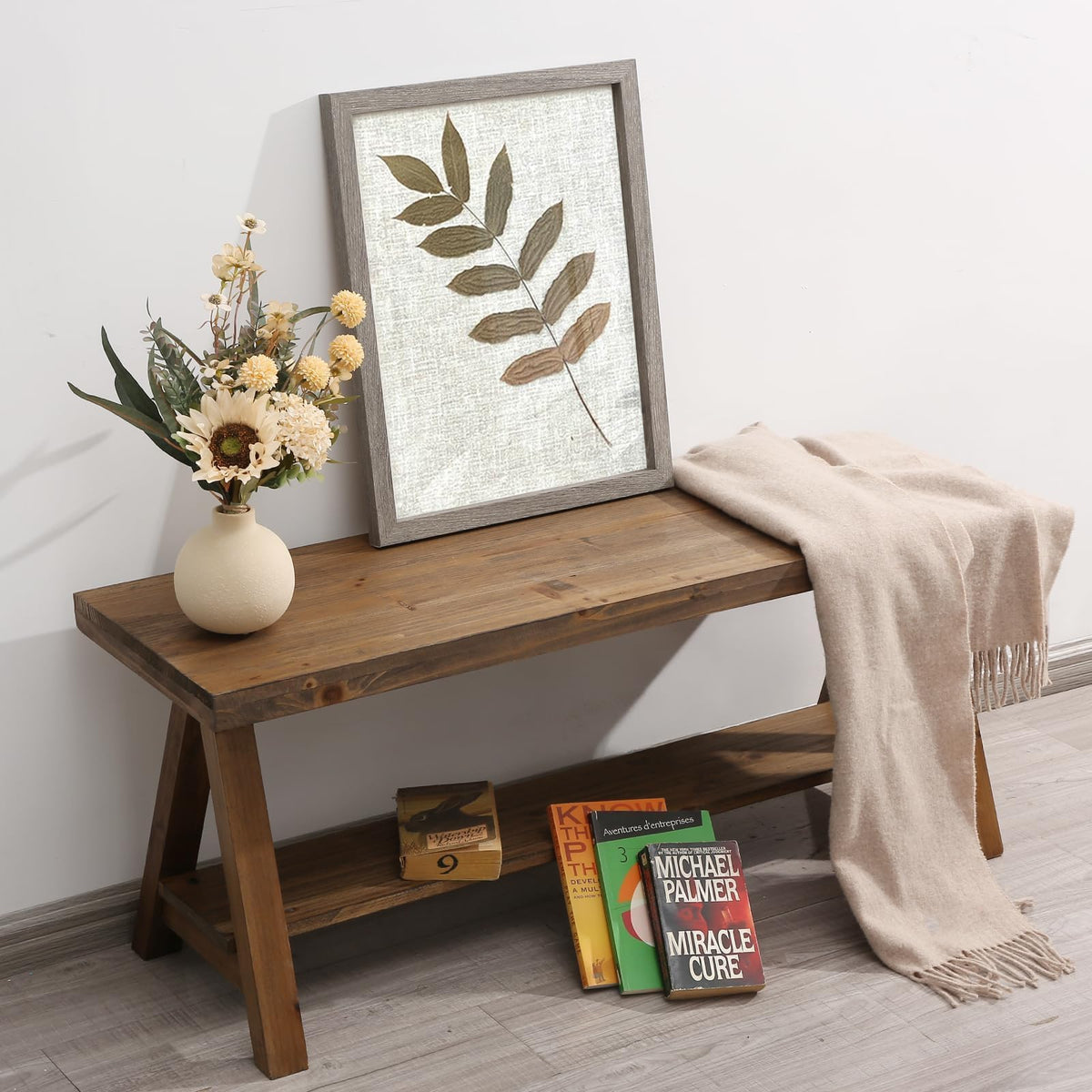 Wnutrees long wood bench close-up shows solid wood durability for daily use.