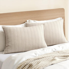Woaboy waffle sham front view highlights soft, breathable cotton and versatile styling