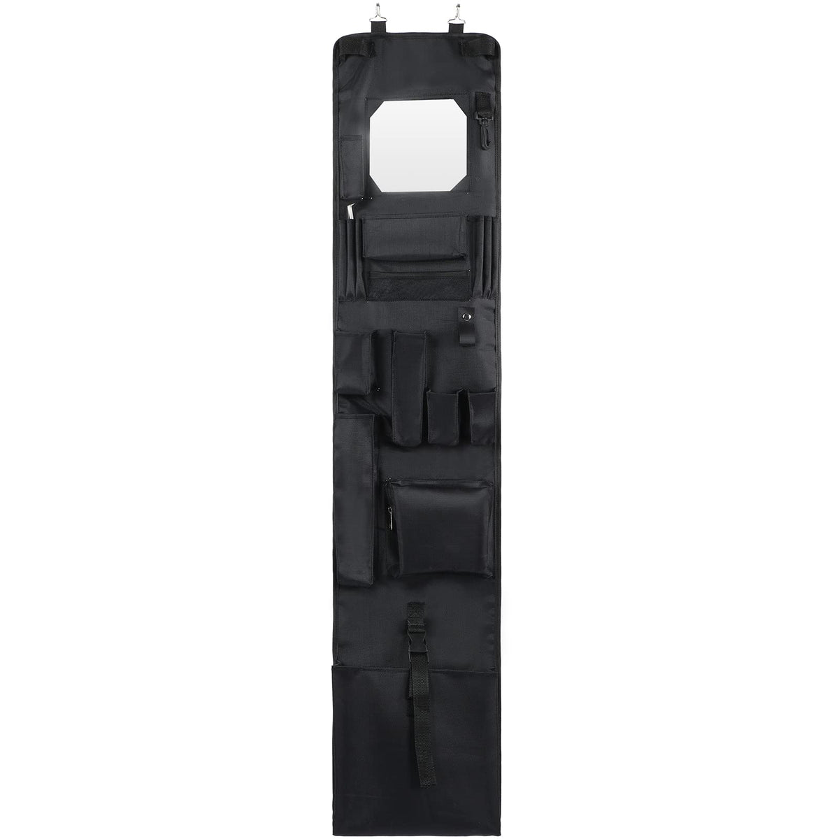 Woanger police-style hanging locker with mirror for organized items.