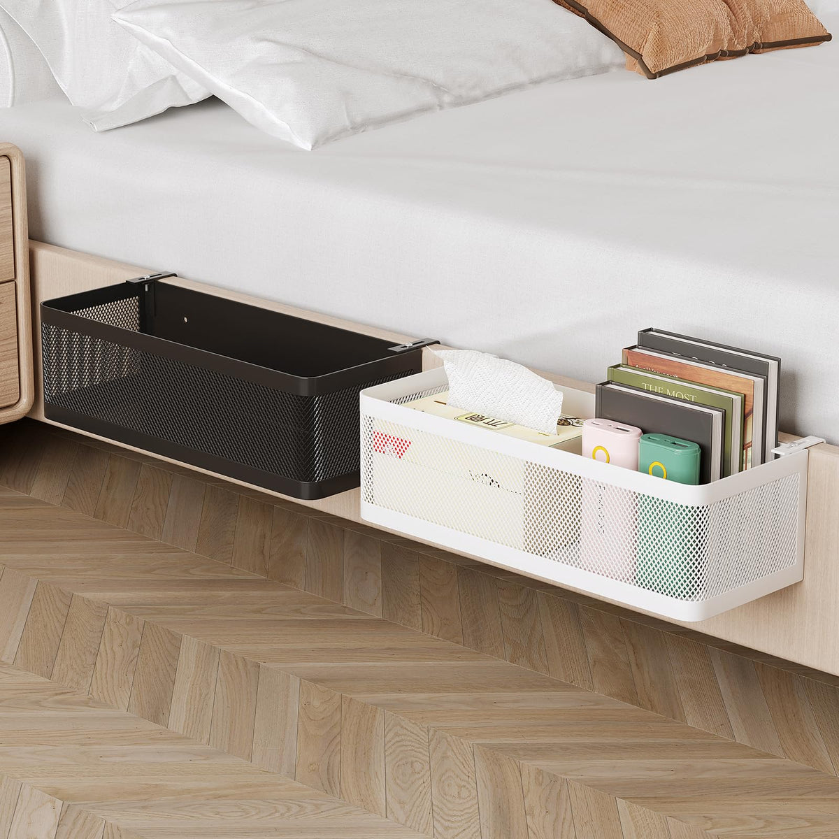 WOCHUANGSI Bedside Caddy Shelf adds extra storage on balcony or small spaces