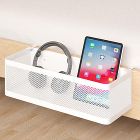 WOCHUANGSI bedside caddy shelf on bunk bed rail keeps essentials within reach.