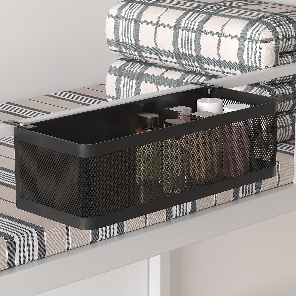 WOCHUANGSI Bedside Caddy Shelf attached to bunk bed rail keeps phone and snacks within reach