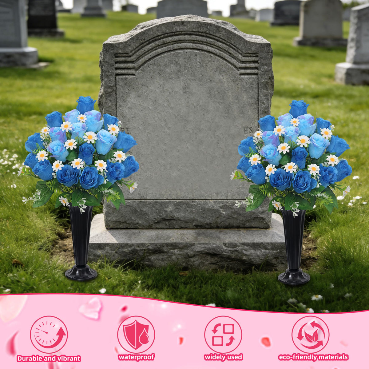 Wocst bouquet stands about 15.8 inches tall for graves.
