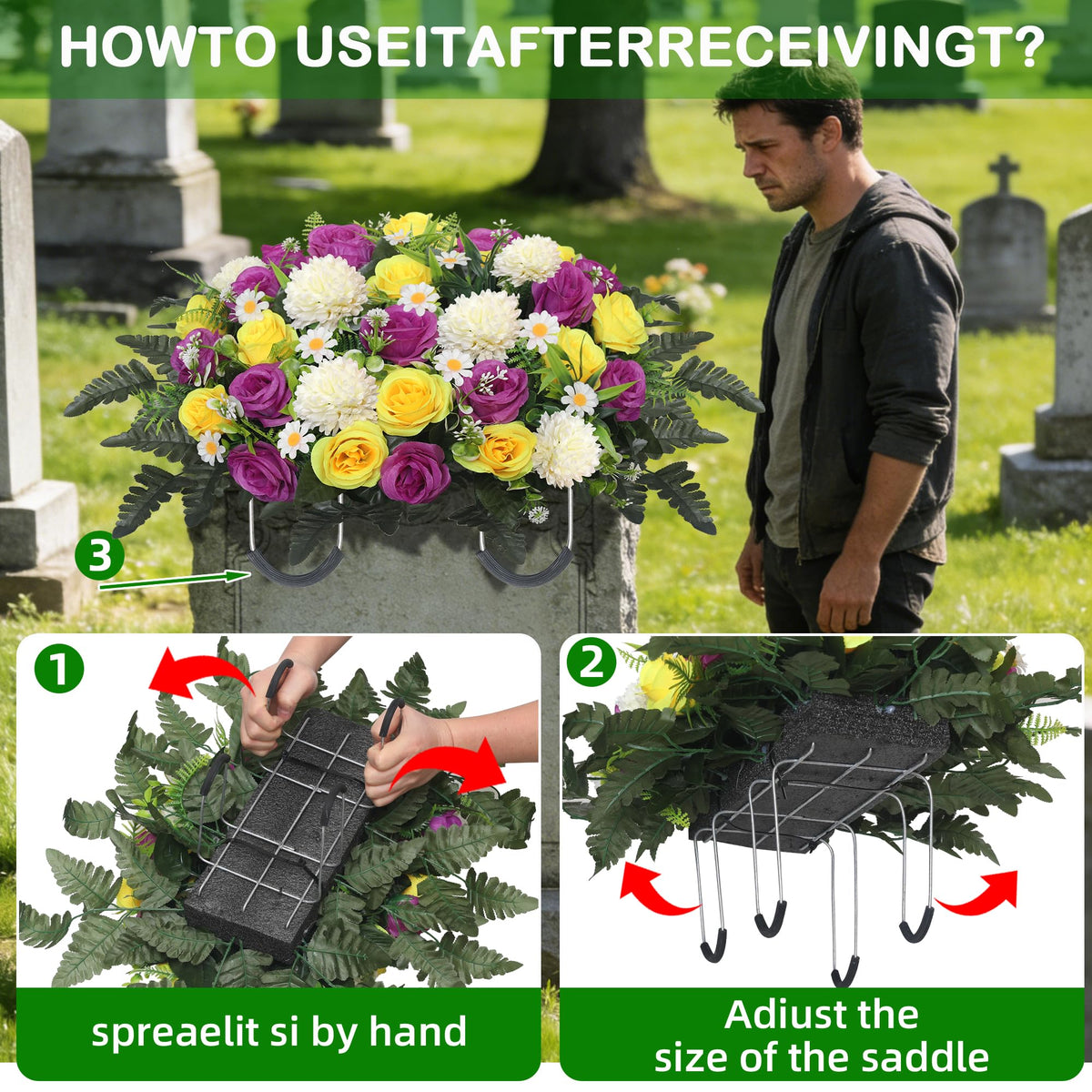 Wocst detailed floral mix blends roses and daisies for a realistic tribute.