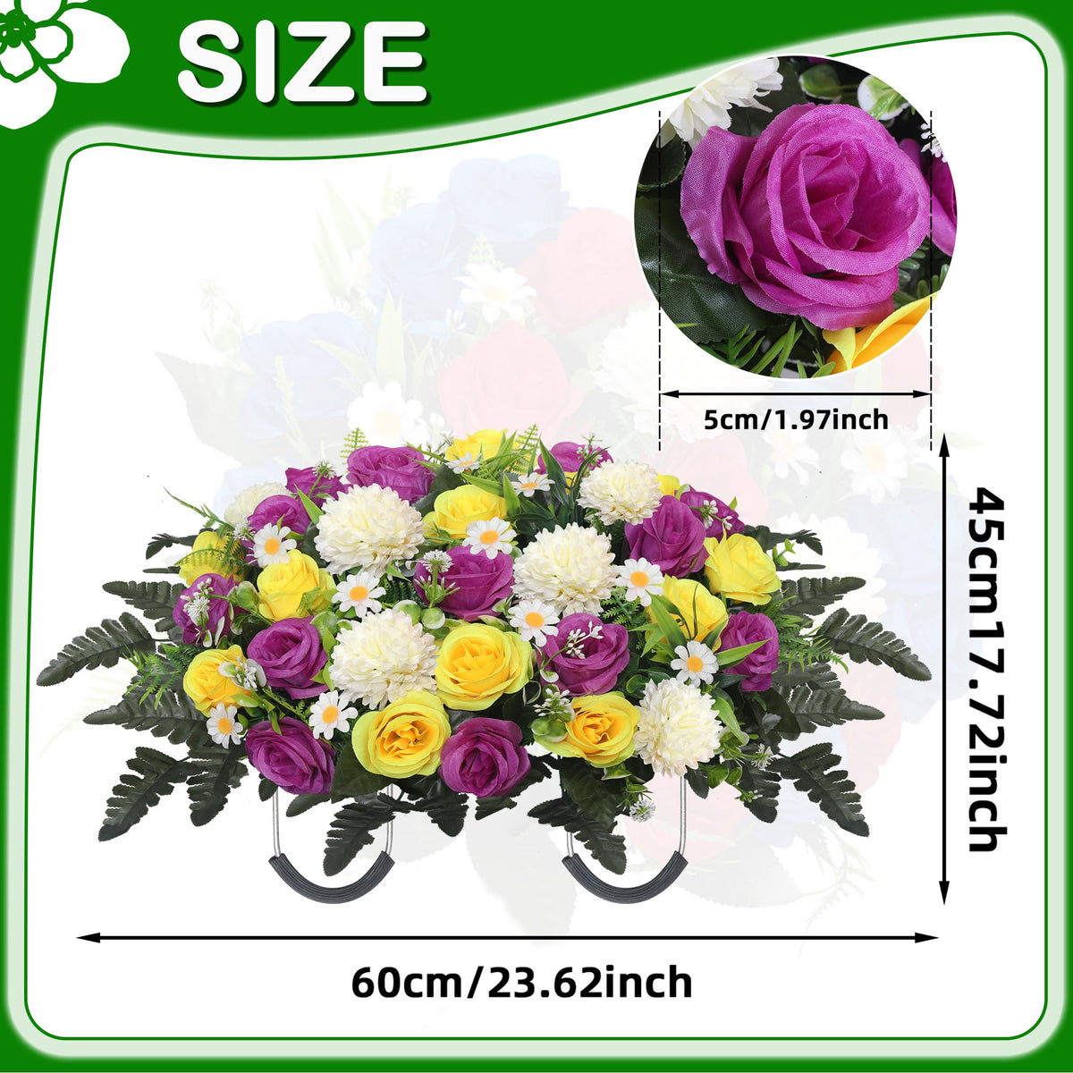 Wocst no-maintenance headstone saddle requires no watering, pruning, or upkeep.