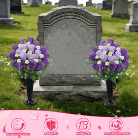 Wocst silk flowers resist fading, ideal for seasonal cemetery displays