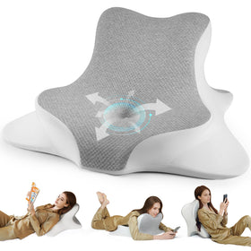 WOGAHEV reading pillow dual-curve design aids versatile neck support during reading.