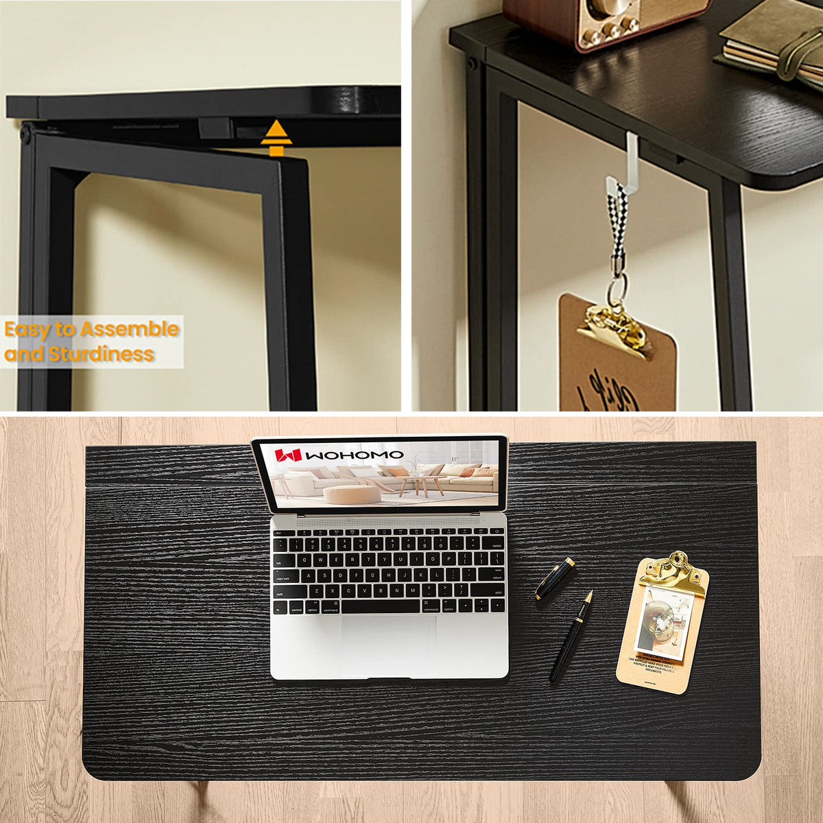 WOHOMO spacious surface supports two monitors for productive work.