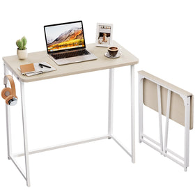 WOHOMO folding desk closed with slim profile for storage in a hallway