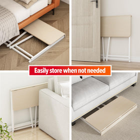 WOHOMO folding desk oak finish top adds warmth to small rooms