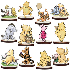 WOHOOBAOW Winnie wooden centerpiece with Pooh cutout for charming baby shower table decor.