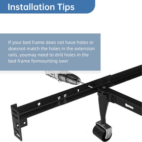 Woiron 12-gauge steel extension rails provide durable support and reduced wobble.