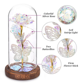 WOKEISE dust-protect glass cap keeps the preserved bloom bright.