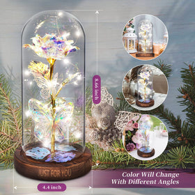 WOKEISE glass dome rose with butterflies brightens spaces and sparks wonder.