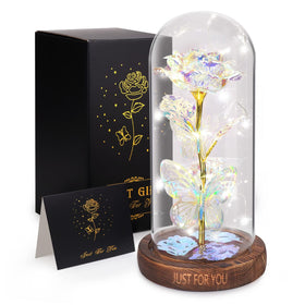 WOKEISE light-up rose dome glows warmly, ideal for romantic home décor.
