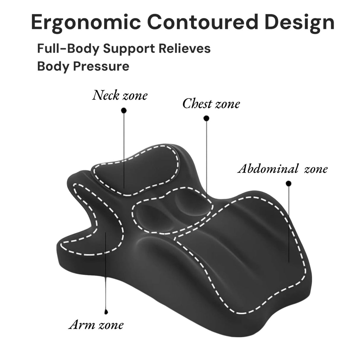 Woless memory foam cushion provides adaptive support for comfortable reclining and back relief.