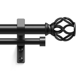 Wolista double curtain rod with twisted cage finials adds elegant room styling.