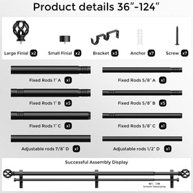 Wolista rod compatible with grommet, back tab curtains.