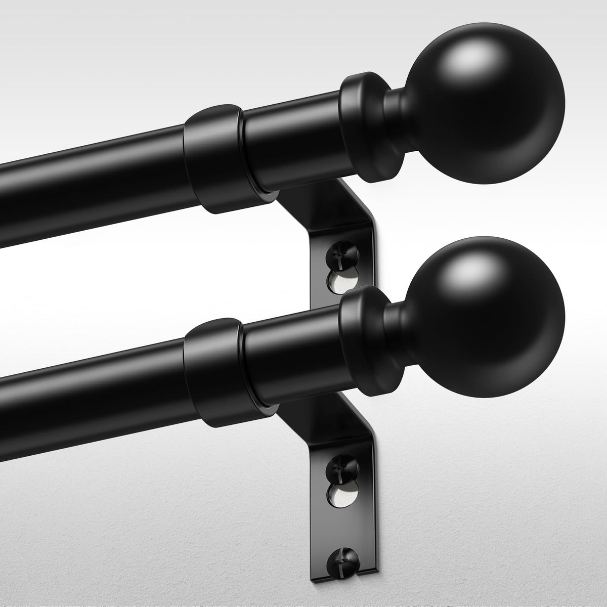 Wolistsa 2-pack curtain rods extended from 36 to 60 inches for versatile window sizing.
