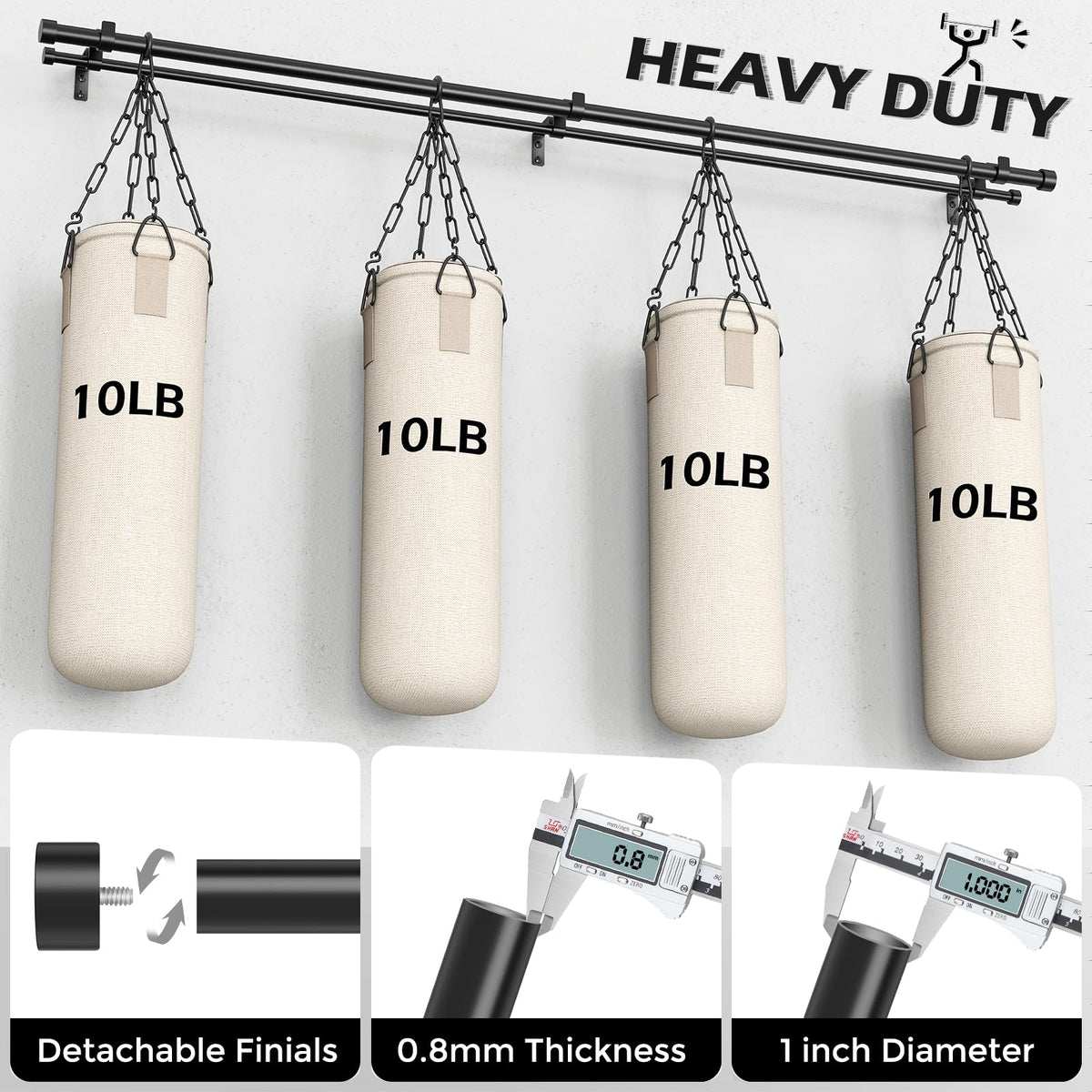 Wolistsa back rod measures 5/8 inch, providing balanced load distribution for durable panels.