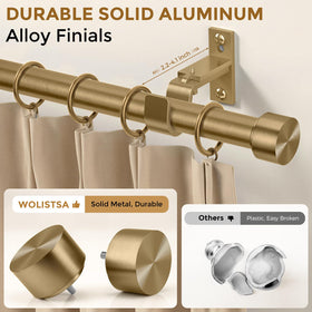 Wolistsa 1-inch diameter rod highlights sturdy profile for heavy curtains.