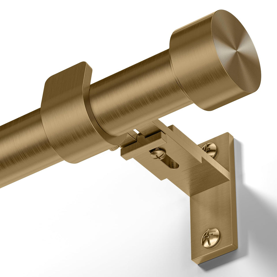 Wolistsa brass gold curtain rod finial close-up showing durable metal construction.