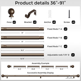 Wolistsa extendable rod adapts from small to large windows for flexible layouts.